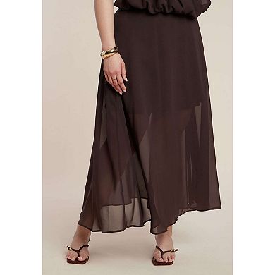 ELOQUII Women's Plus Size Semi-Sheer Chiffon Circle Skirt