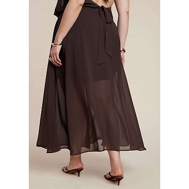 ELOQUII Women's Plus Size Semi-Sheer Chiffon Circle Skirt