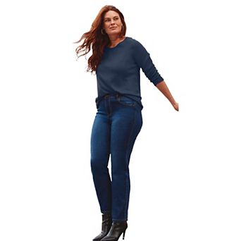Avenue Women's Plus Size Feather Crew Neck Sweater