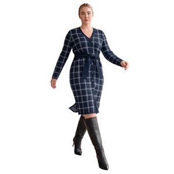 Avenue Women's Plus Size Cardigan Sweater Dress
