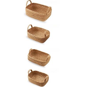 4-Pack Jute Storage Baskets, Natural Rope Shelving Organizers for Home