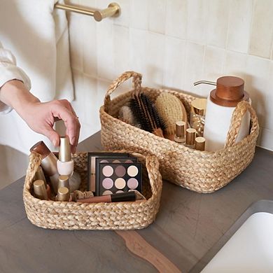 4-Pack Jute Storage Baskets, Natural Rope Shelving Organizers for Home