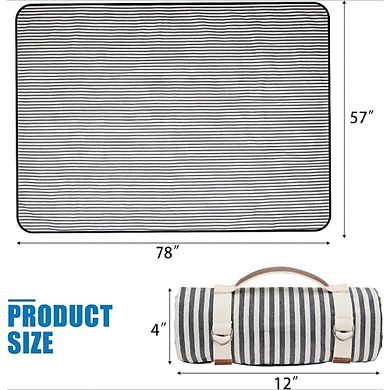 JUANWANG Waterproof Picnic Mat with Carry Strap, Beach & Camping Blanket