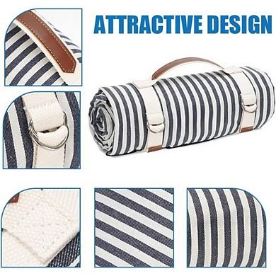 JUANWANG Waterproof Picnic Mat with Carry Strap, Beach & Camping Blanket