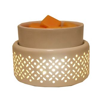 Ceramic Wax Melt Warmer with LED Night Light: Fragrance Melter for Home Office Decor