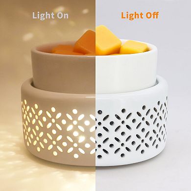 Ceramic Wax Melt Warmer with LED Night Light: Fragrance Melter for Home Office Decor