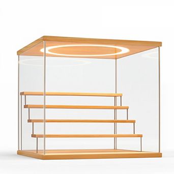 Adjustable LED Light 5 tier Clear Acrylic Display Case for Collectibles: Dustproof, Easy Assembly
