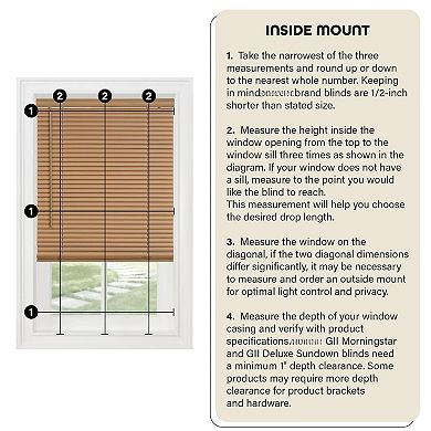 Cordless Light Filtering Mini Blinds - 34" Width, 64" Length, 1" Slat