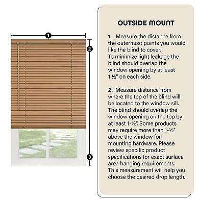 Cordless Light Filtering Mini Blinds - 34" Width, 64" Length, 1" Slat