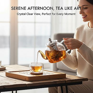 1000ml Glass Teapot with Removable Infuser, Stovetop Safe for All Tea Types