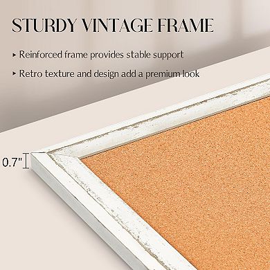 36x24" Corkboard with Rustic Frame: Perfect for Home Office, 10 Push Pins