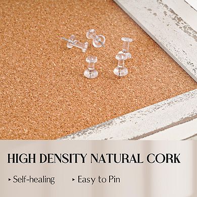 36x24" Corkboard with Rustic Frame: Perfect for Home Office, 10 Push Pins
