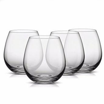 Stemless Wine Glasses Set of 4 15oz Dishwasher Safe Shatter Resistant for Red White Wine