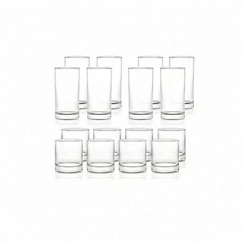 Province 16 pc Tumbler Rocks Glass Set Elegant Dishwasher Safe Drinkware
