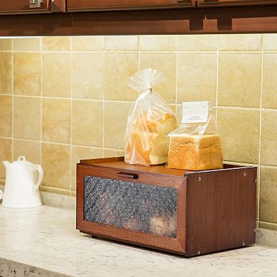 Vintage Bread Storage Box Retro Brown, Kitchen Countertop Breadbox