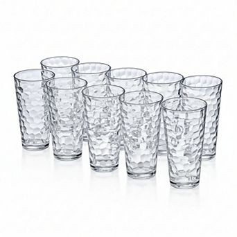 24oz Plastic Tumblers Set of 8 Clear Reusable Stackable Shatterproof Dishwasher Safe Drinking Cups