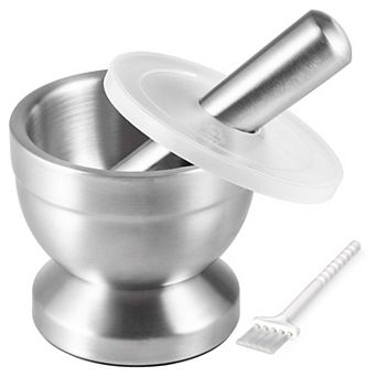 18/8 Stainless Steel Grinder Set, Mortar Pestle with Brush for Spices, Herbs Pesto