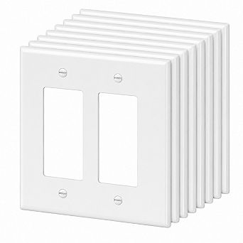 10 Pack 2 Gang Wall Plate Unbreakable Polycarbonate UL Listed Gloss White