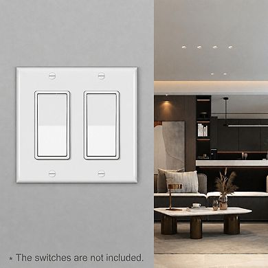 10 Pack 2 Gang Wall Plate Unbreakable Polycarbonate UL Listed Gloss White