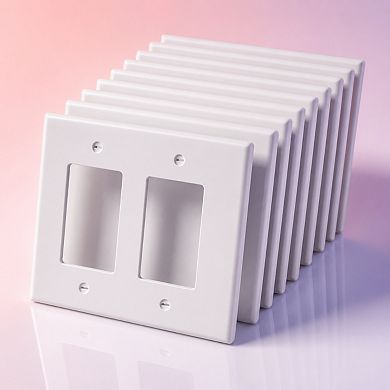10 Pack 2 Gang Wall Plate Unbreakable Polycarbonate UL Listed Gloss White