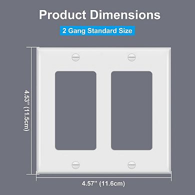 10 Pack 2 Gang Wall Plate Unbreakable Polycarbonate UL Listed Gloss White