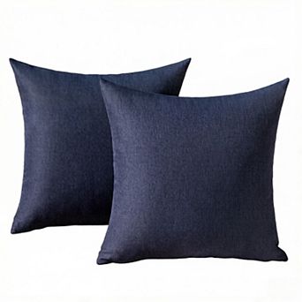 Pack of 2 Decorative Outdoor Solid Waterproof Throw Pillow Covers Faux Linen Garden Farmhouse