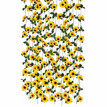 10 Pack Artificial Sunflower Garland 8.2ft Silk Vines Green Leaves Home Garden Wedding Party Decor