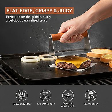 Stainless Steel Smashed Burger Press 6 Inch, Juicy Crispy for BBQs
