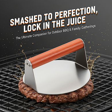 Stainless Steel Smashed Burger Press 6 Inch, Juicy Crispy for BBQs