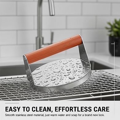 Stainless Steel Smashed Burger Press 6 Inch, Juicy Crispy for BBQs