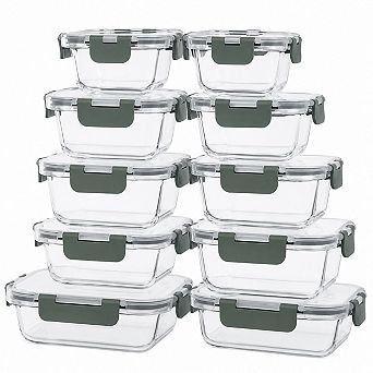 10 Pack Glass Food Storage Containers With Airtight Lids Meal Prep Stackable