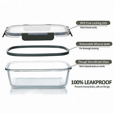 10 Pack Glass Food Storage Containers With Airtight Lids Meal Prep Stackable