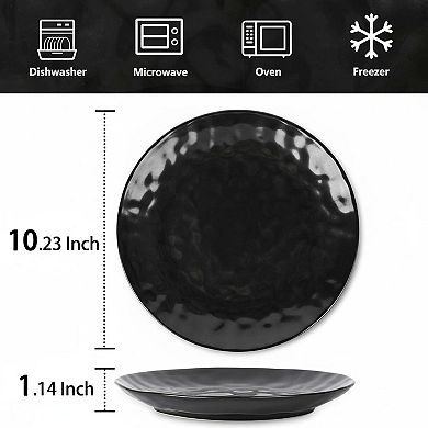 10 Inch Porcelain Fluted Dinner Plates Set Microwave Dishwasher Safe Stackable For Home Restaurant