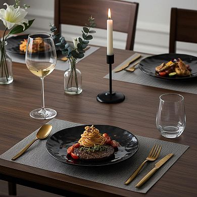 10 Inch Porcelain Fluted Dinner Plates Set Microwave Dishwasher Safe Stackable For Home Restaurant