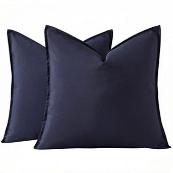 Outdoor Waterproof Faux Linen Throw Pillow Covers 18x18 Inch Set of 2 Decorative Farmhouse Pillow