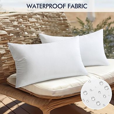 Pack of 2 12x20 Inch Outdoor Pillow Inserts Waterproof Decorative Throw Pillow Insert,for Patio Sofa