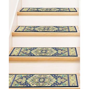 Stair Treads Indoor 15 Pack 8" X 30" Non Slip Carpet Treads Reusable Adhesive Polyester TPR Backing