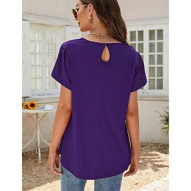 Women Shirt Crew Neck Short Sleeves Casual Lightweight Soft Basic Tops