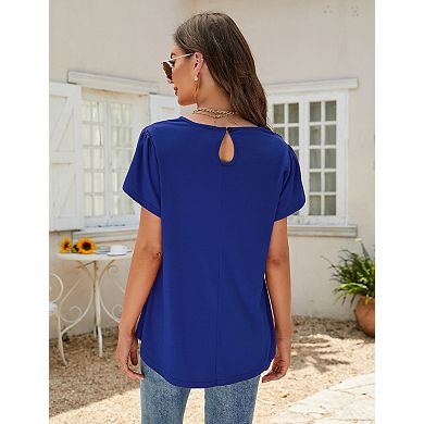 Women Shirt Crew Neck Short Sleeves Casual Lightweight Soft Basic Tops