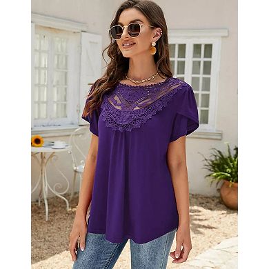 Women Shirt Crew Neck Short Sleeves Casual Lightweight Soft Basic Tops