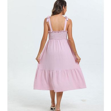 Maternity Dress Sleeveless Tie Shoulder Summer Dresses