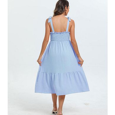 Maternity Dress Sleeveless Tie Shoulder Summer Dresses