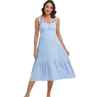 Maternity Dress Sleeveless Tie Shoulder Summer Dresses