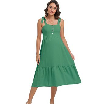 Maternity Dress Sleeveless Tie Shoulder Summer Dresses