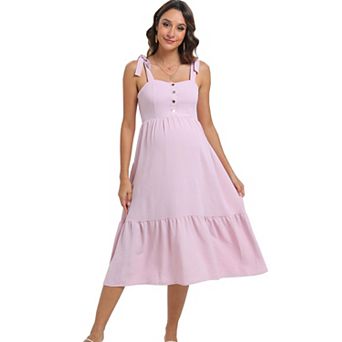 Maternity Dress Sleeveless Tie Shoulder Summer Dresses