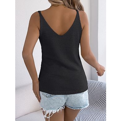 Women's U Neck Sleeveless Cardigan Button Closure Lightweight Summer Sweater