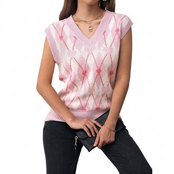 Women's V Neck Sleeveless Pullover Sweater Vest Tank Top