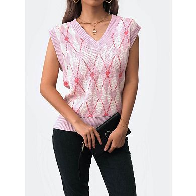 Women's V Neck Sleeveless Pullover Sweater Vest Tank Top