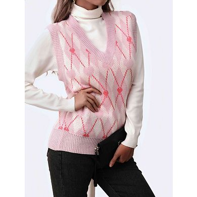 Women's V Neck Sleeveless Pullover Sweater Vest Tank Top