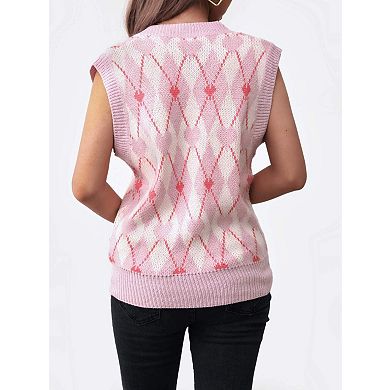 Women's V Neck Sleeveless Pullover Sweater Vest Tank Top
